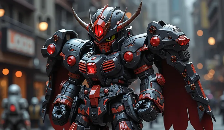 Male biomimetic humanoid Mecha, full-body, exuding both immense power and uncanny agility. Its bat-inspired organic biotech armor is predominantly obsidian black and venous crimson, with accents of spectral purple and bioluminescent green. Features include...