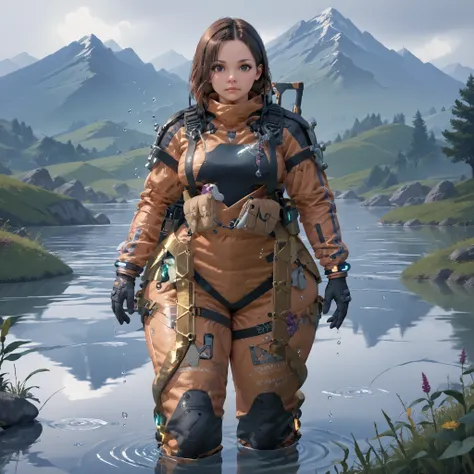 score_9_up,score_8_up,score_7_up,score_6_up,score_5_up,score_4_up,zPDXL,
standing,front view,
bridgesuit,triangle,raining,water drop,reflection,grass,mountain,perfthig, curvy, plump, thick thighs, wide hips, thin arms, narrow shoulders, petite