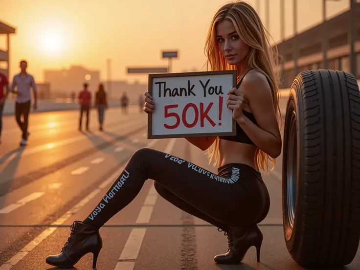 📸 Fotoprompt – „Thank You for 50K!“ – Verführerisches Grid Girl

🎭 Konzept:
A charismatic grid girl appears in a racing environment — with a hand-painted thank you sign for her fans. A mix of sporty elegance and playful eroticism.
🏁 Setting:

    Ort:

   ...