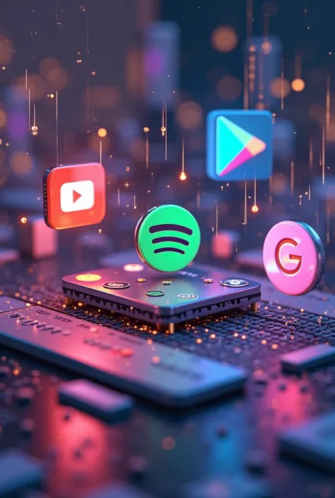 Create an image with the Spotify symbols, you tube, Google to listen to your music or watch your videos and series for 1,99