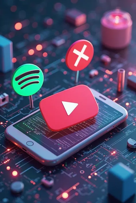 Create an image with the Spotify symbols, you tube, Google to listen to your music or watch your videos and series for 1,99