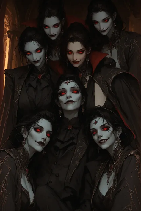 female, ancient vampire, ageless, skin the color of old parchment worn thin in places and thick in others, deep crimson eyes, long, silvery hair, slender yet strong, ~5'8, ~120 lbs, undead, alluring presence, difficult to ignore or resist, elegant, luxurio...