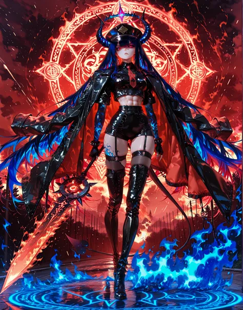  (Masterpiece, best quality),  intricate details, JK, highly detailed, intricate details, portrait, split-screen two-panel composition, left side:dynamic pose, leather reflection, blue flame firing field, blue flame Halo above the head, blue flame aura, Ma...