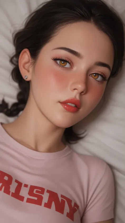 High Resolution, Accurate, Anatomically Correct, Best Quality, Detail, HD, High Details, High Quality, Super Detailed, Textured Skin, Short Hair, Black Hair, Braid, Breasts, Earrings, Blush, Parted Lips, Makeup, Nose Blush, Heavy Breathing, Light Blush, Gl...