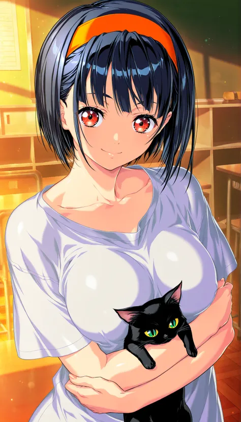 (Yokota Mamoru style),masterpiece, 最High Quality, Newest, high resolution, 1 girl playing with a cat,stare at the viewers,charming smile,(portrait :1.4),masterpiece, 最High Quality, High Quality, very aesthetic, Dumb Dress, Newest, Scenery, volume lighting,...