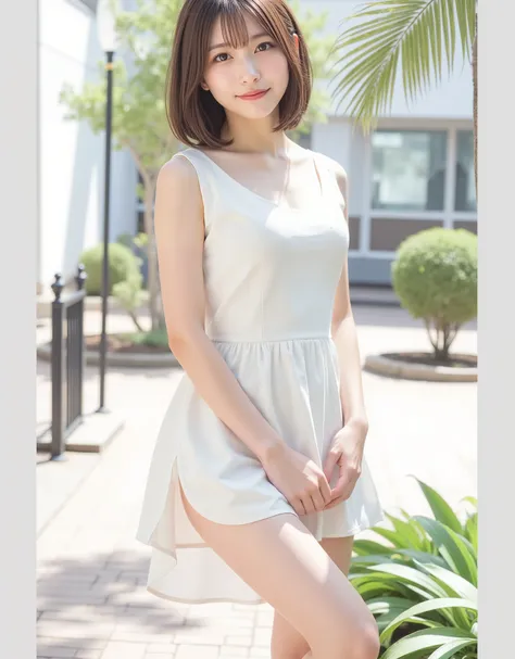 白いワンピース、in 8K:1.5,Best Quality:1.4, 超A high resolution:1.5, (Photorealistic:1.4),masterpiece:1.2,(top-quality:1.4)、Raw photo、1a japanese girl、Cute、 (RAW フォト:1.2), (フォトリアリスティック:1.4), 美しい詳細な表情の少女, (((とてもよく詳しい eyes and face, 美しく詳細な目元, 非常に詳細な顔、はにかんだ笑顔))), 傑作,...