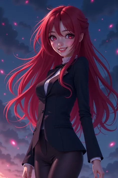 anime girl with long red hair standing on legs, Macross Delta, Broken Sky cinematic, Katana Zero video game character, Macross Delta splash art,  screenshot of the animated movie , Movie opening shot, Gainax anime style, The mystic (As Mystique) is Krenz Kushart (Krenz Cushart , Cinematic Keyframes, Zone of the Enders,  Gore Animation , Animated keyframes