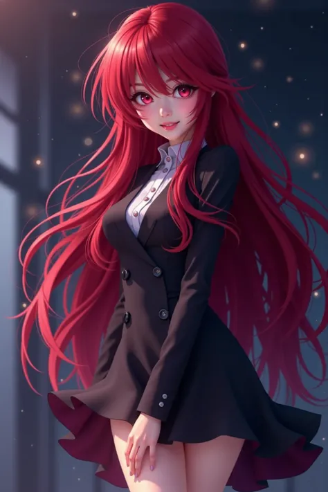 anime girl with long red hair standing on legs, Macross Delta, Broken Sky cinematic, Katana Zero video game character, Macross Delta splash art,  screenshot of the animated movie , Movie opening shot, Gainax anime style, The mystic (As Mystique) is Krenz Kushart (Krenz Cushart , Cinematic Keyframes, Zone of the Enders,  Gore Animation , Animated keyframes