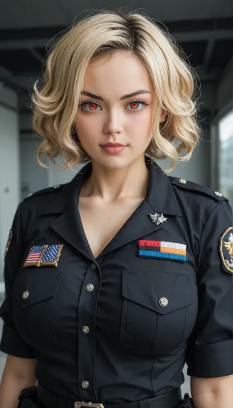 (hyperreal in Mona's mouth)、超未来的なWoman Hood兵士、Woman Hood&#39;martial arts、
detailed eyes drawn on a giant　美しいWoman Hood　high definition　high resolution　Realistic　short hair　Blonde、　BlondeのWoman Hood、Mature Woman、middle-aged Woman Hood、((big ))、Details Red ...