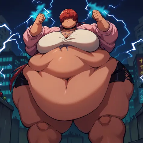 score_9, score_8_up, score_7_up,score_6_up, score_5_up, score_4_up , 1girl, solo,
large breasts,
shermieDG,
split ponytail, long hair, bangs, hair over eyes, red hair, dark skin
miniskirt, jacket, pink jacket, choker,cropped jacket, full body
city, night...