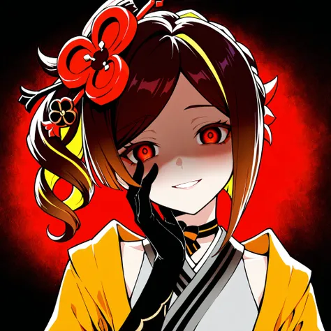 1 girl only, Chiori, from the video game Genshin Impact, plano retrato, Yandere's face, eyes yandere , smile Yandere