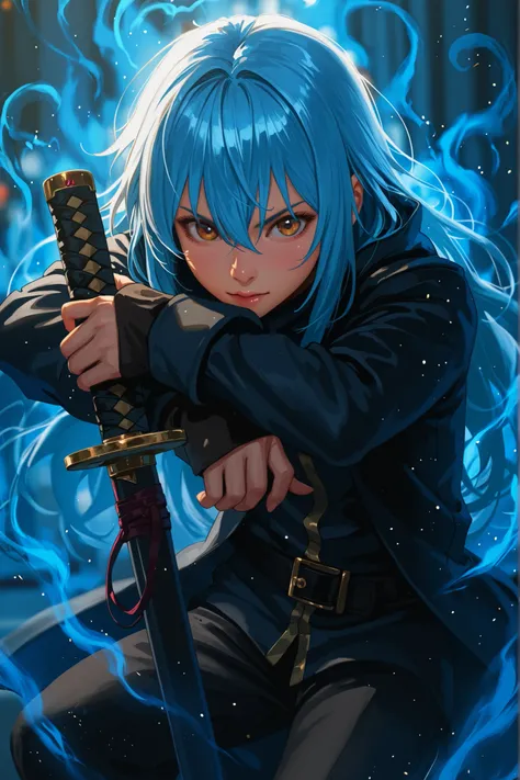 hyper-detailed , anime-style, blurred background, depth of field, ultra-realistic, cinematic lighting, floating aura around body, halation effect, mana particle floating all around body