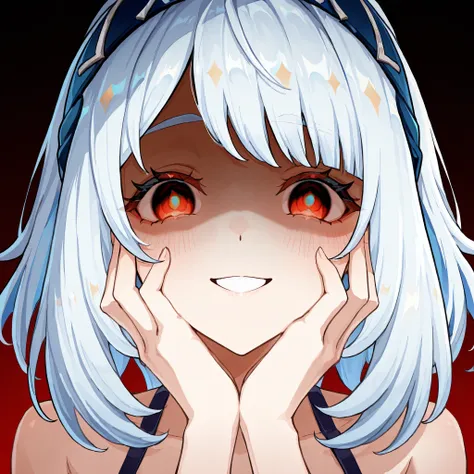 1 girl only, original, from the video game Genshin Impact, plano retrato, Yandere's face,  eyes yandere ,  smile Yandere