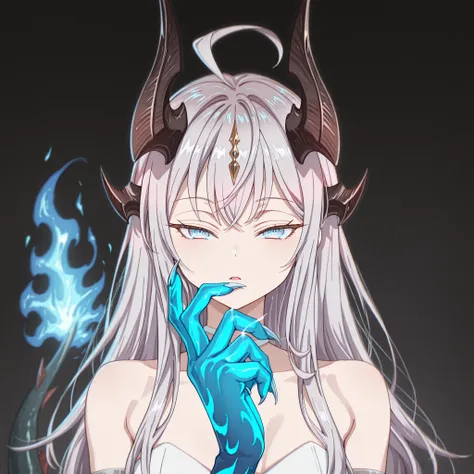 only, 1 garota, facing the viewer, cabelo branco, penteado de Alisa "alia" Mikhailovna Kujou of "alia Sometimes Hides Her Feelings in Russian", rosto de Alisa "alia" Mikhailovna Kujou of "alia Sometimes Hides Her Feelings in Russian", olhos azuis, franjas ...