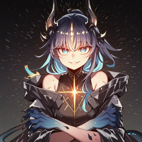alone, 1 boy, young character, Character with height of Nian from "arknights", the character is male, young, 
black horns like Reed The Flame Shadow from "arknights", black tail like Reed The Flame Shadow from "arknights" but with blue flame on the tip); 
...