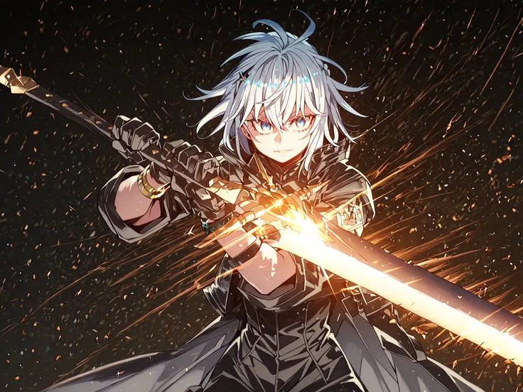 sozinho, 1 menino, e curto, pequeno personagem, personagem curto, personagem 1.50 metros de altura, e curto, personagem jovem, with Vanitas male body from "vanitas no carte", male character, campo longo, loose white hair with blue underside, young e curto ...