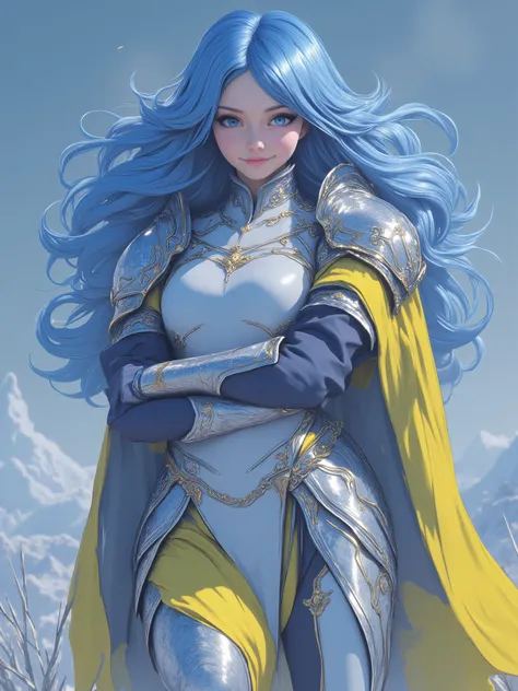 A very beautiful 22 year old paladin lady, (((long hair))), (((DeepSkyBlue hair))), (((shiny hair))), (((beautifully detailed eyes))), (((perfect eyes))), (((finely detailed eyes))), (((detailed eyes))), (((Light Sky Blue eyes:1.5))), (((bright eyes))), ((...