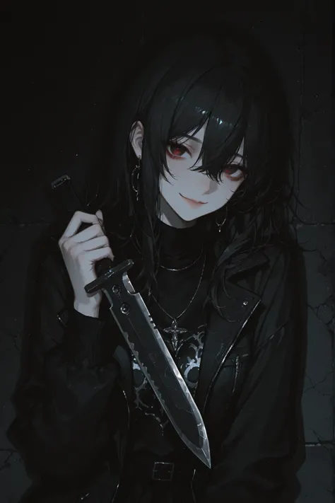 Dark Atmosphere、survival knife、bad smile、girls、