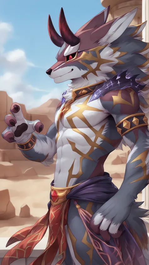 masterpiece, best quality, newest, absurdres, highres, 2024, 2023, perfect eyes, amazing quality, (male, furry , antro: 1.4), ( bust, half body ) BREAK ( slim ( seductive ), (1boy, solo) ,male only anthro : 1.1, ) BREAK (male: bael, housamo, tokyo aftersch...