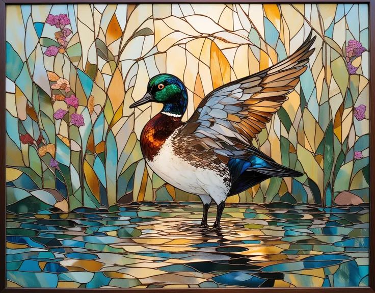 stained glass style、Long-tailed Pintail
