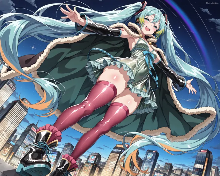 (1girl),((solo1:9)),((best quality,masterpiece,ultra detailed,absurdres1:9)),((Full-HD)),((anime coloring)),((cute face)),((high-quality face)),(Vocaloid,Hatsune Miku, Emerald Green Long Hair,Green Nails,Clear Blue Eyes),((five fingers1:5))+,(beautiful fin...