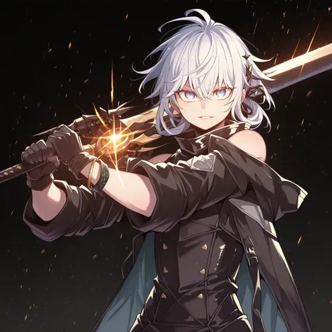 sozinho, 1 menino, e curto, pequeno personagem, personagem curto, personagem 1.50 metros de altura, e curto, personagem jovem, with Vanitas male body from "vanitas no carte", male character, campo longo, loose white hair with blue underside, young e curto ...