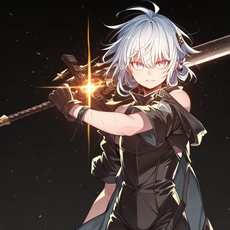 sozinho, 1 menino, e curto, pequeno personagem, personagem curto, personagem 1.50 metros de altura, e curto, personagem jovem, with Vanitas male body from "vanitas no carte", male character, campo longo, loose white hair with blue underside, young e curto ...