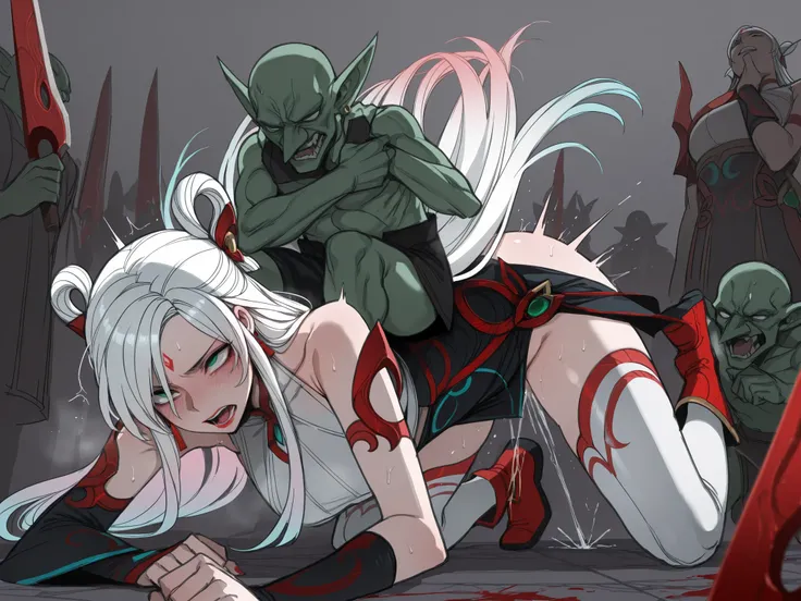 ((masterpiece,    top quality, High definition ,   very beautiful in terms of view  ,  perfect face) ,Defeated ,rape, 위기의 히로인,assault , lose ,captivity, wound, gammy,(damagedclothes),Bleeding,Subdued,despair, torn clothes,fullbody, vaginal,mindbreak, fucke...