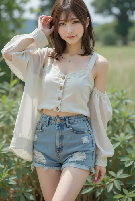 in 8K:1.5,Best Quality:1.4, 超A high resolution:1.5, (Photorealistic:1.4),masterpiece:1.2,(top-quality:1.4)、Raw photo、1a japanese girl、Cute、 (RAW フォト:1.2), (フォトリアリスティック:1.4), 美しい詳細な表情の少女, (((とてもよく詳しい eyes and face, 美しく詳細な目元, 非常に詳細な顔、はにかんだ笑顔))), 傑作,素晴らしい, 1...
