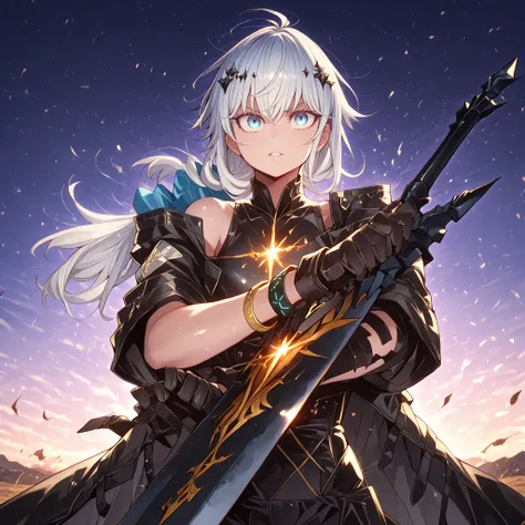 sozinho, 1 menino, e curto, pequeno personagem, personagem curto, personagem 1.50 metros de altura, e curto, personagem jovem, with Vanitas male body from "vanitas no carte", male character, campo longo, loose white hair with blue underside, young e curto ...