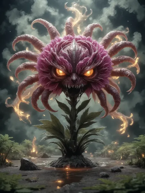 peonies, shadow demonic flower, demon aura, dark spell, spell patterns in the air, spell symbols, evil flower, nimbus dragon, Harajuku style 