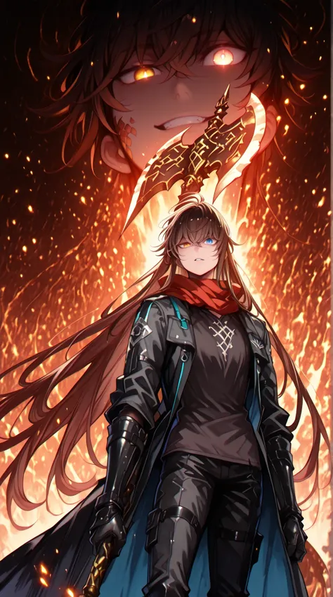 alone, 1 boy, character 1.50 meters tall, young and short character, with the male body of Eugene Lionheart from "The Cursed Reincarnation", male character;

shiny brown hair, the character's hairstyle must match that of Miquella from "Elden Ring", long ba...
