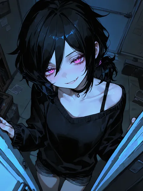 (Masterpiece), 걸작, 고화질, (absurd), perfection, sharp quality, (best quality), (highest quality), detailed, very aesthetic, beautiful angle, from above, exiting composition, (RTX), (HDR), detailed room, night, moonlight, 1girl, lewd smirk, ashley graves, bra...