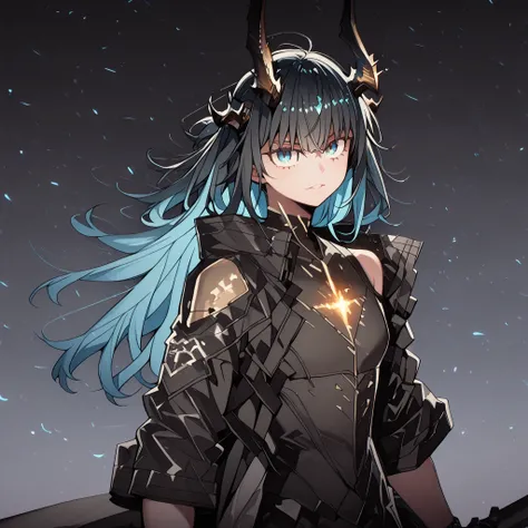 alone, 1 boy, young character, character with the height of Dusk from "Arknights", the character is male, young, black horns like Reed The Flame Shadow from "Arknights", black tail like Reed The Flame Shadow from "Arknights" with sky blue flame on the tip ...