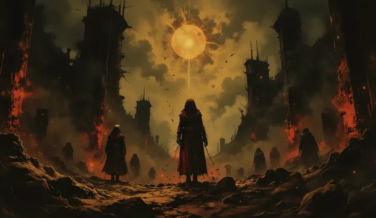 Gehenna, surreal, darkness, hellscape, hellish landscape, high detail, masterpiece.
