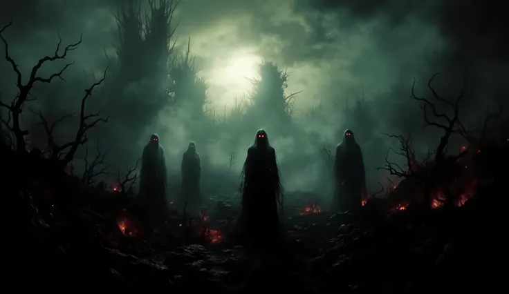 Gehenna, surreal, darkness, hellscape, hellish landscape, high detail, masterpiece.