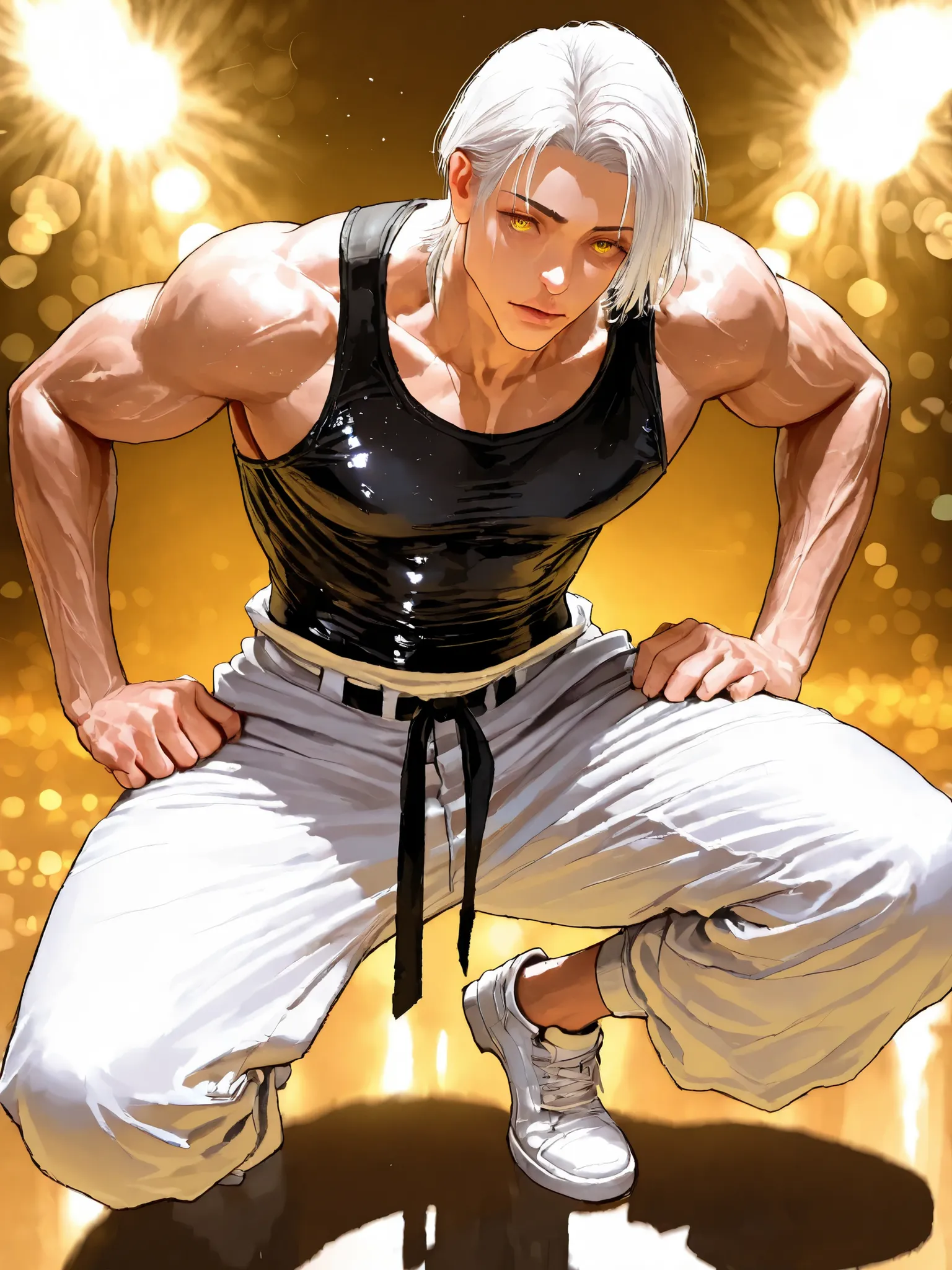 Jujutsu spinning toe , 18 years old, guy, 177cm, Black Chewy Neck Polar Revealing the Body, White uniform pants, Uniform Straps, Full Body High Definition,Masterpiece,Extremely detailed,Realistic,photorealistic,HDR,UHD,Studio Lighting,Ultra Detailed Descri...