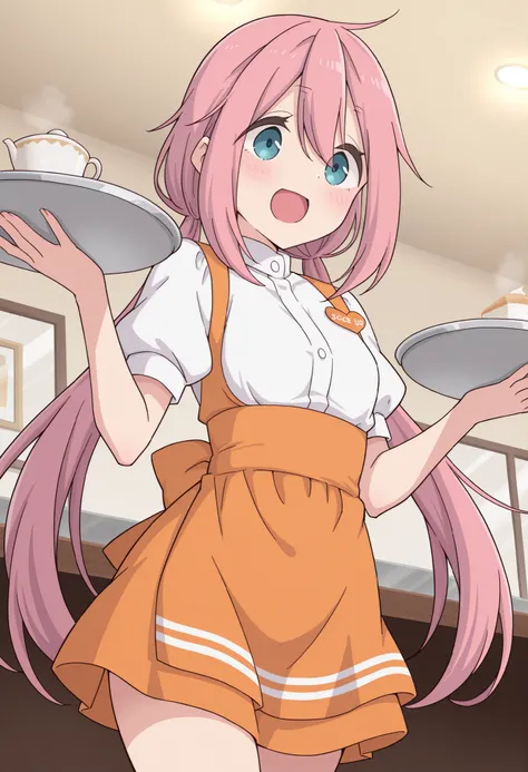 Score_9, score_8_up, score_7_up, source_anime, nadeshiko kagamihara, solo, low twintails, pink hair, blue eyes, (best quality), (high quality), {masterpiece}, extremely delicate and beautiful, ultra-detailed, beautiful detailed eyes, anna miller, waitress,...