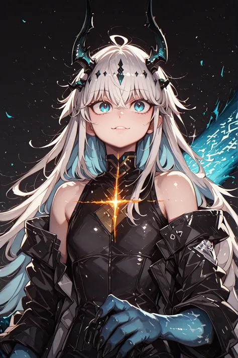 alone, 1 boy, young character, character with the height of Killua Zoldyck from "Hunter x Hunter", the character is male, young, black horns like Reed The Flame Shadow from "Arknights", black tail like Reed The Flame Shadow from "Arknights" with sky blue f...