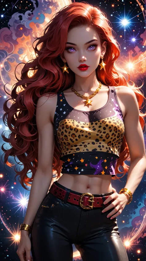 ((solo, 1woman, (TakashiroHiroko, dark purple eyes, red hair, long hair), lipstick, Extremely detailed, ambient soft lighting, 4k, perfect eyes, a perfect face, perfect lighting, a 1girl)), ((solo, (1woman, lipstick), Extremely detailed, ambient soft light...