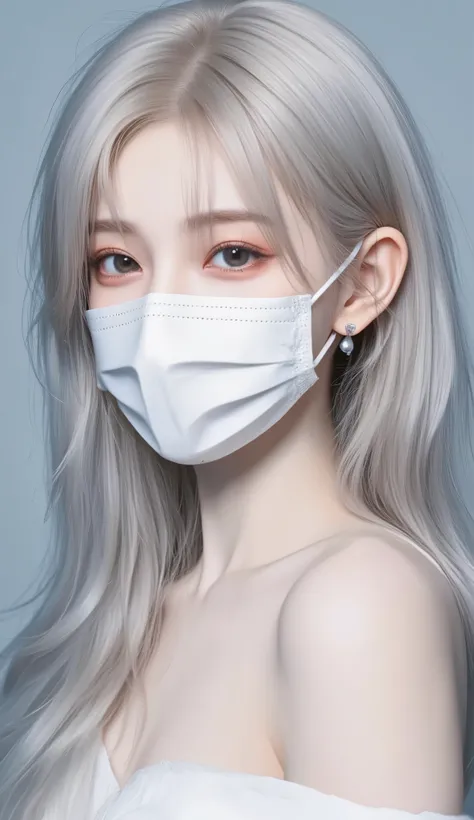 a white hair、Close-up of woman wearing white mask, Beautiful character painting, guweiz, Gurwitz-style artwork, White-haired god, author：Yang Jie, Epic and beautiful character art, Stunning character art, author：Fan Qi, by Wuzhun Shifan, pixiv art street g...
