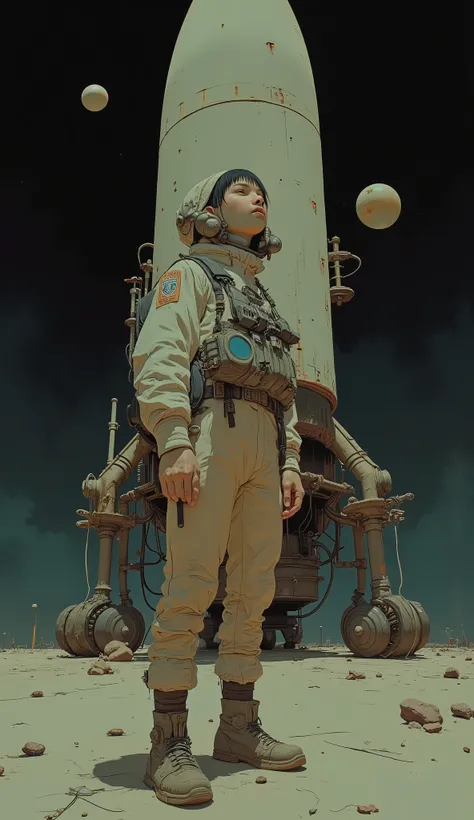 The, Vostok 1 , Ivan Genelich, and McFerrin , of Space Travel, Space Travel, Space Probe, by Michael Deforge, work inspired by Michael Defoge, is inspired by、illustration of a woman standing in front of a spaceship, a collage of Space Travel,  Emiliano Pon...