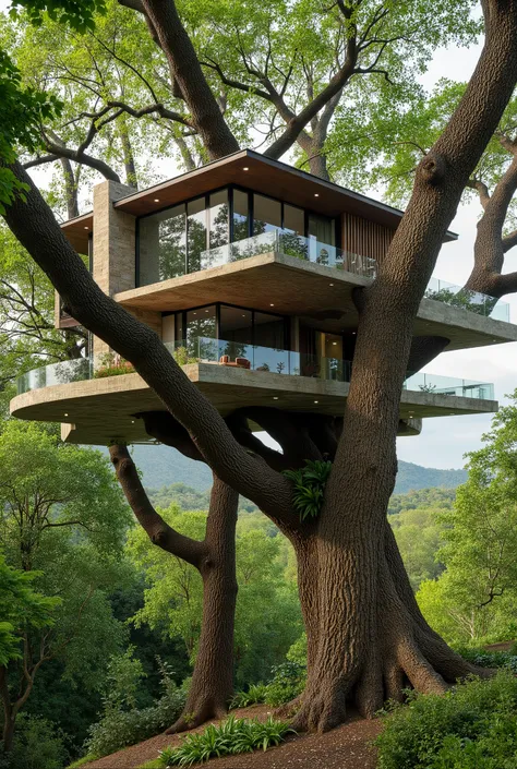treehouse、A modern mansion built on a huge tree、