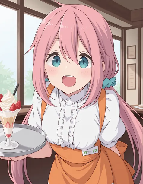 Score_9, score_8_up, score_7_up, source_anime, nadeshiko kagamihara, solo, low twintails, pink hair, blue eyes, (best quality), (high quality), {masterpiece}, extremely delicate and beautiful, ultra-detailed, beautiful detailed eyes, anna miller, waitress,...