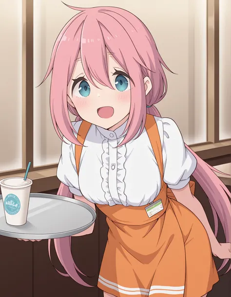 Score_9, score_8_up, score_7_up, source_anime, nadeshiko kagamihara, solo, low twintails, pink hair, blue eyes, (best quality), (high quality), {masterpiece}, extremely delicate and beautiful, ultra-detailed, beautiful detailed eyes, anna miller, waitress,...