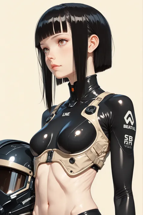 (masterpeace), high quality, (whole body:1.5),((Line Art: 1.5)), ((sci-fi comic style)), ((monochrome)), simple background, action,
BREAK
A young girl wearing a black racing bodysuit, black pants, ((tactical helmet)), (cyberpunk: 1.3), high detail mechanic...