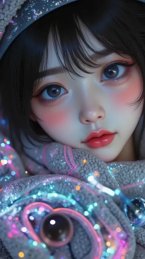 High Quality, 4K,  ultra-detailed , Photo-realistic, Physical Light Rendering, Professional grade , bright color, Young couple with blurred depth of field, a young girl，a beautiful and delicate face，Cute smile，A code"M07"Robot, Two people wearing Nike bran...