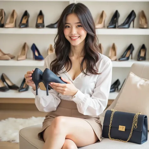 『1 Japanese girl:1.3』『Real Photo:1.3』Highest Quality:1.2、((Big breasts))、shows slight cleavage、((young 20 year old woman ))、『showing teeth and smiling:1.9』、((( anatomically correct、perfect anatomy、 anatomically correct指)))、スレンダーな体,realistic, Highest Qualit...