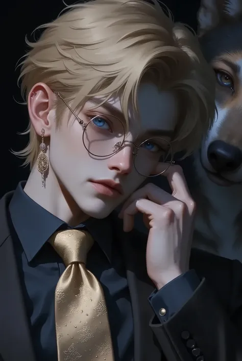 super detailed, UHD, 8k, epic realism, fantasy art, photo art. close-up portrait ofa cool blonde handsome boy、Carrying by multiple wolves、They look happy to be stripped naked。please draw it in a realistic style。, soft shadows, black background, cinematic l...