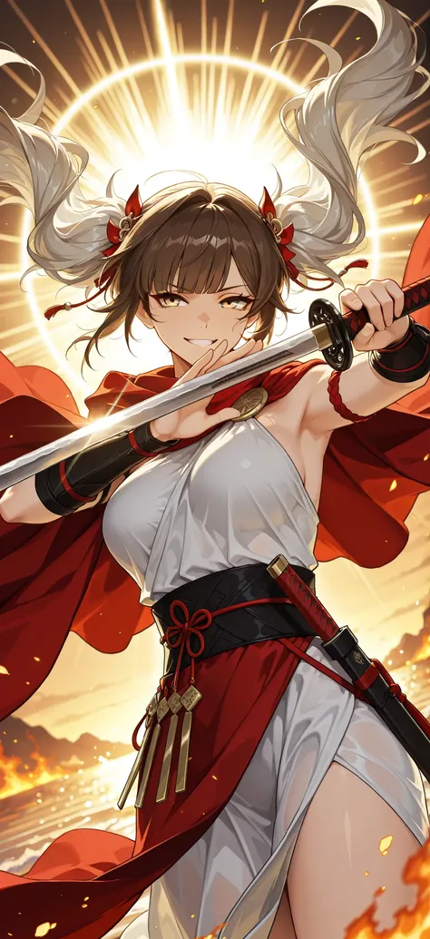 style of [arknights|(748cmstyle:0.88)], god rays, cinematic shot, masterpiece, best quality, amazing quality, very aesthetic, high resolution, ultra-detailed, absurdres, (hands:-0.15), (1girl, mature woman, female:0.95), solo, alone,(dynamic pose, upper bo...